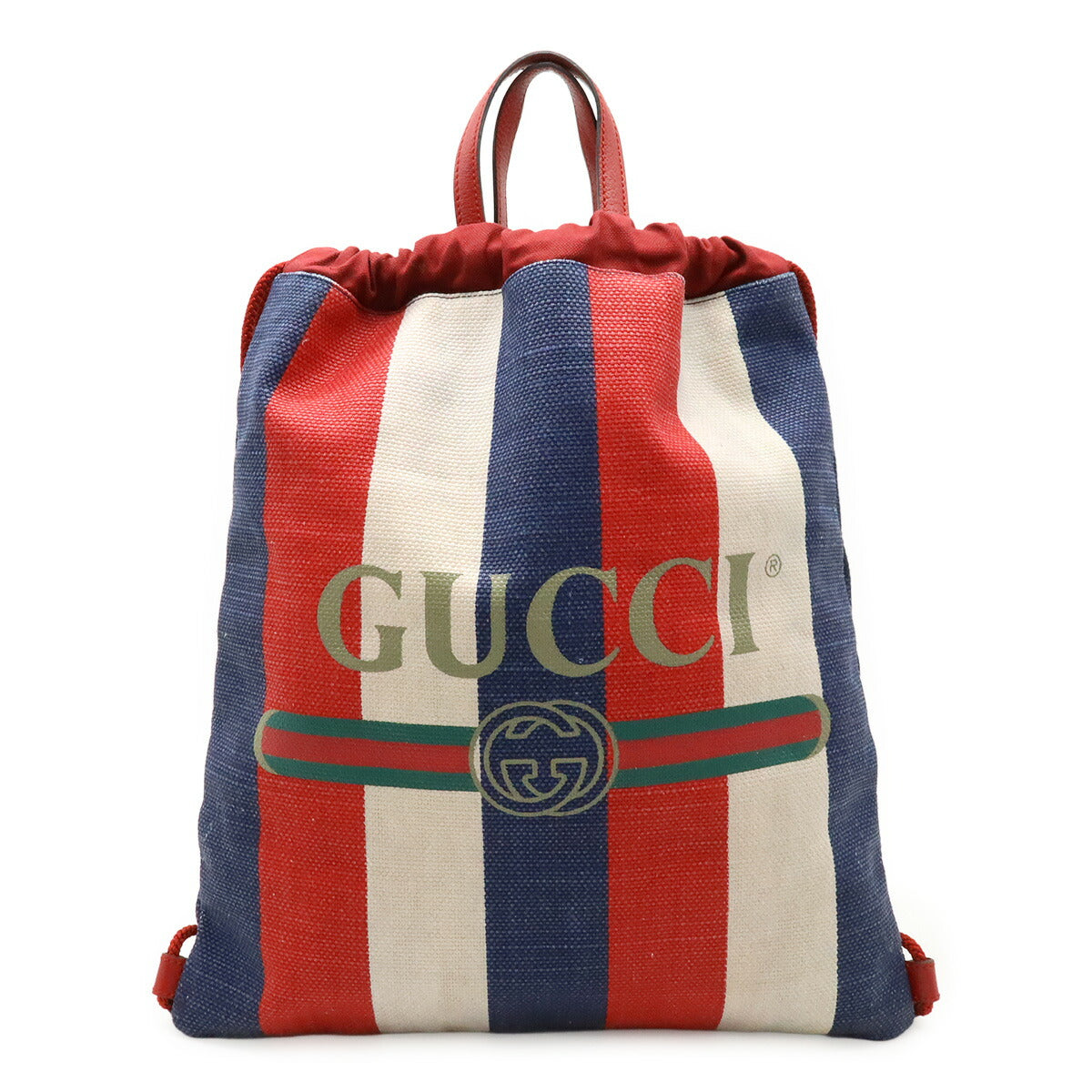 Gucci Gucci Print Tricolore Canvas Leather Backpack