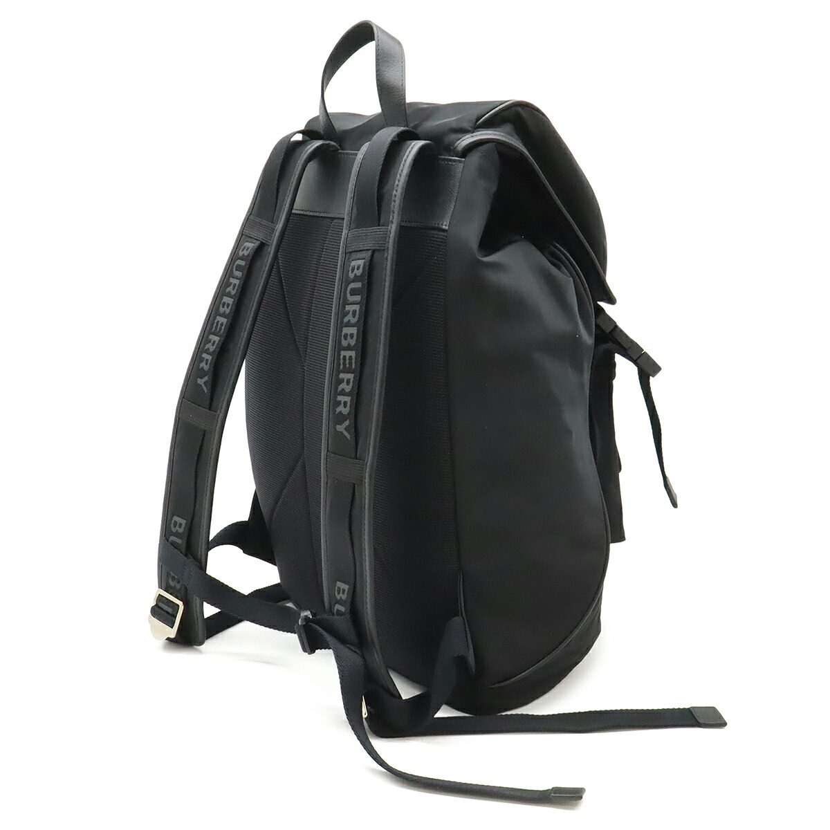 Burberry Logo Print Nylon Backpack, Black