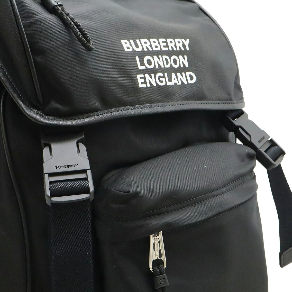 Burberry Logo Print Nylon Backpack, Black