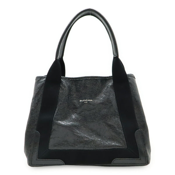Balenciaga Navy Cabas Leather Tote Bag
