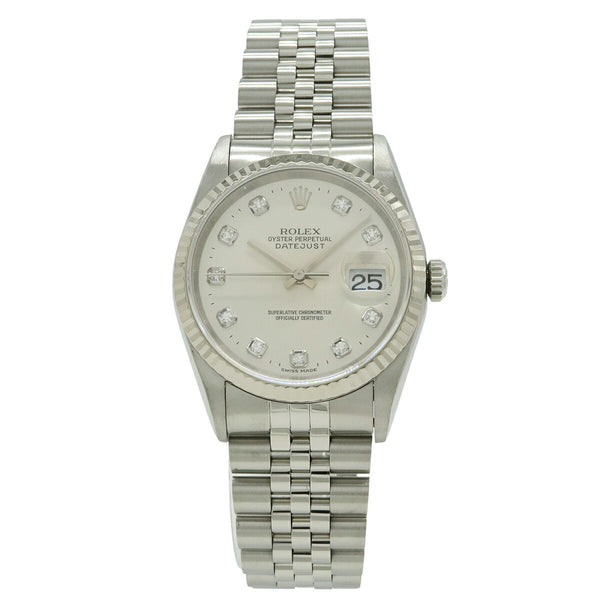 Rolex Datejust Stainless Steel Au750 Bezel Watch