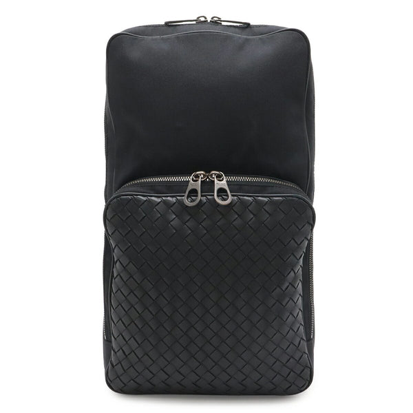 Bottega Veneta Intrecciato Nylon Canvas Leather Shoulder Bag