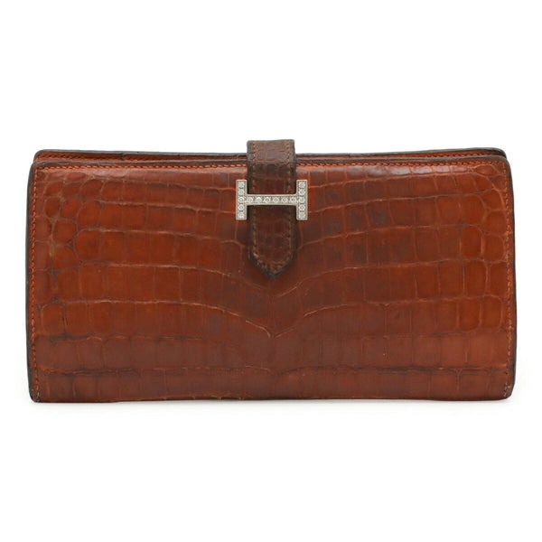 Hermes Bearn Classic Crocodile Long Wallet