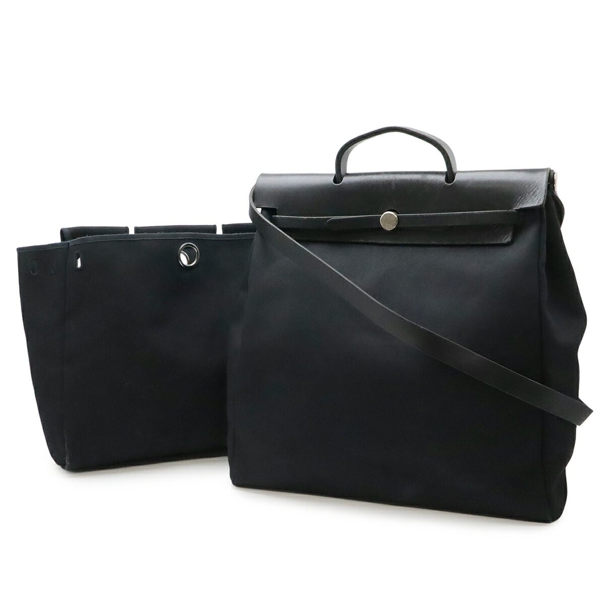 Hermes Herbag MM Canvas Leather 2way Bag
