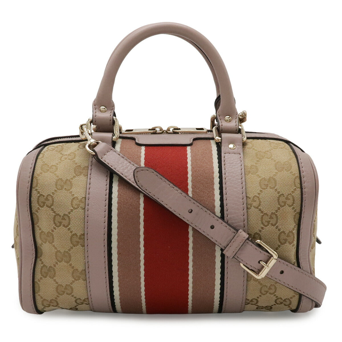 Gucci GG Canvas Leather Boston Bag