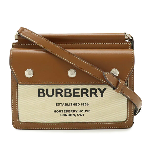 Burberry Horseferry Print Canvas Leather Shoulder Bag