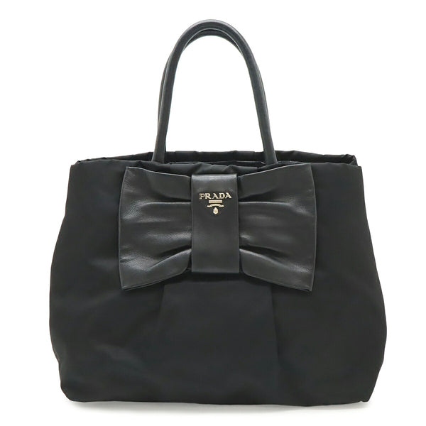 Prada Nylon Leather Tote Bag