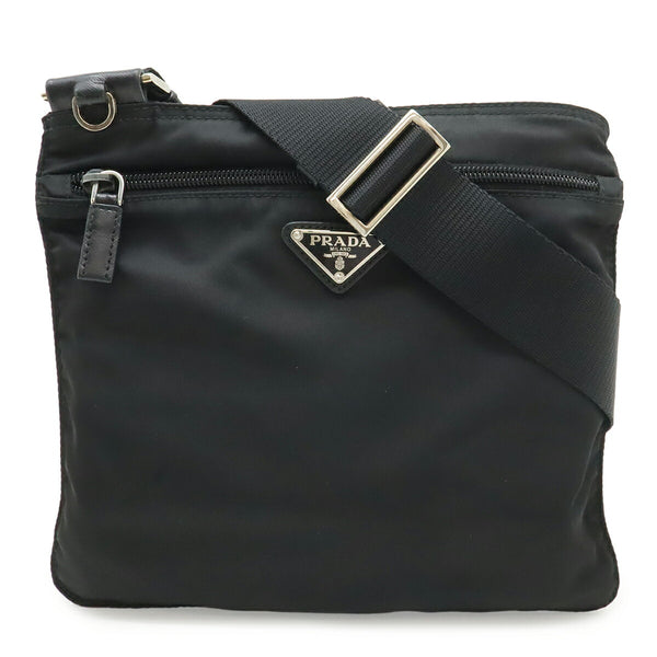 Prada Triangle Logo Nylon Leather Shoulder Bag