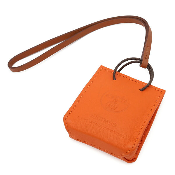 Hermes Sac Orange Lambskin Calfskin Charm