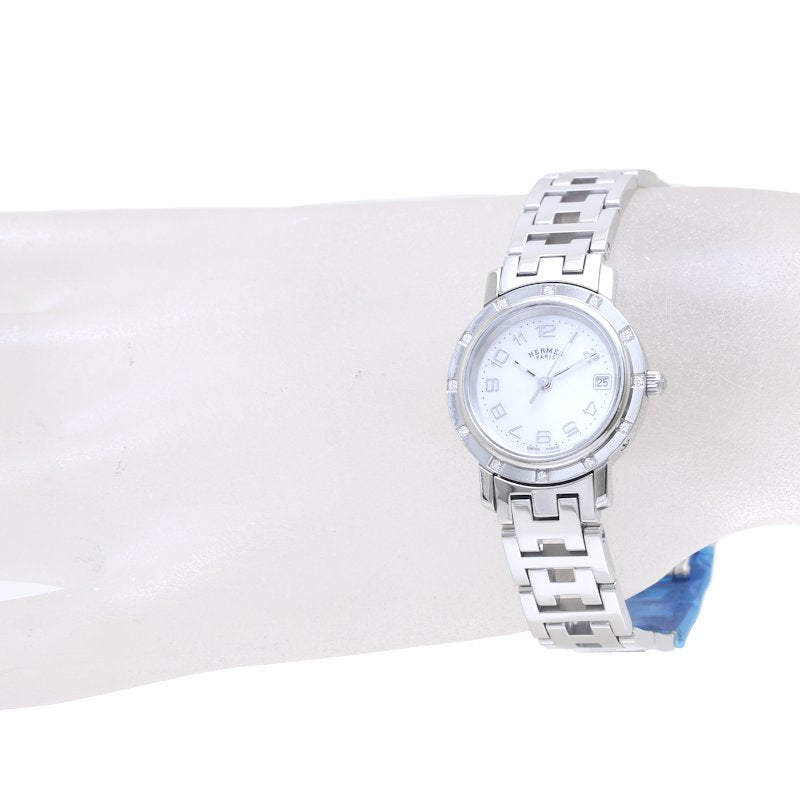 Hermes Clipper Nacre Quartz Watch Stainless Steel