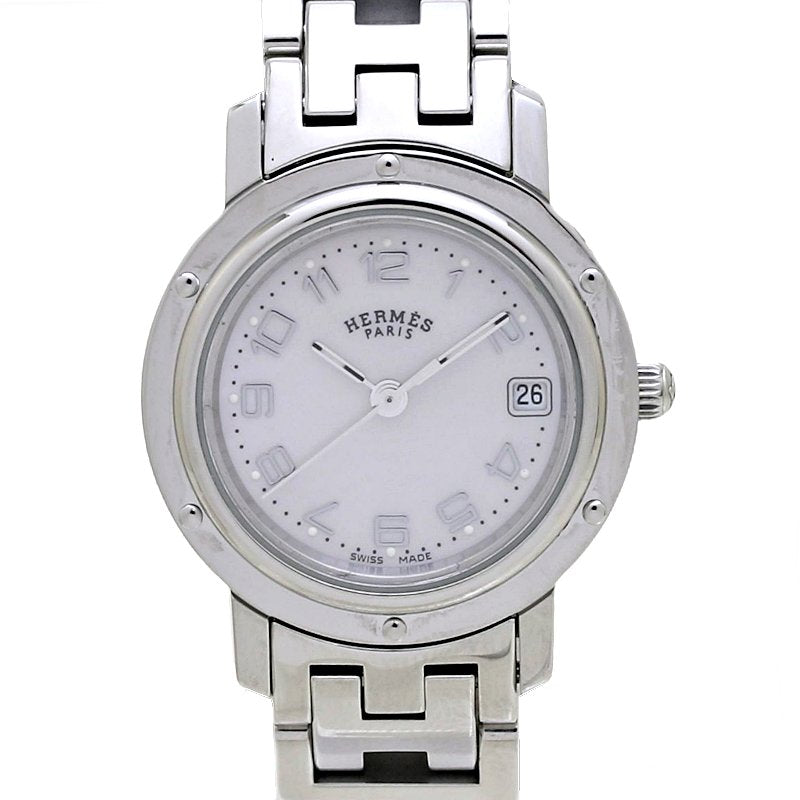 Hermes Clipper Nacre Quartz Watch SS CL4.210.214