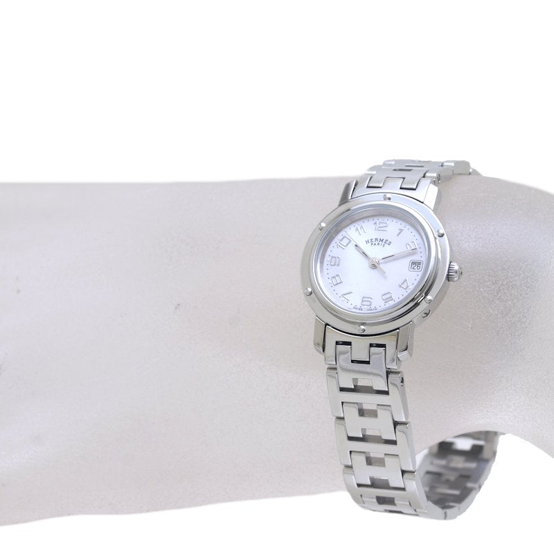 Hermes Clipper Nacre Quartz Watch SS CL4.210.214