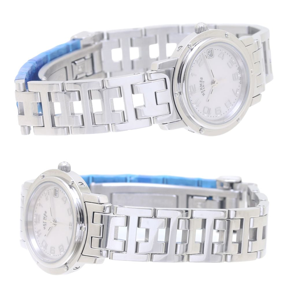 Hermes Clipper Nacre Quartz Watch SS CL4.210.214