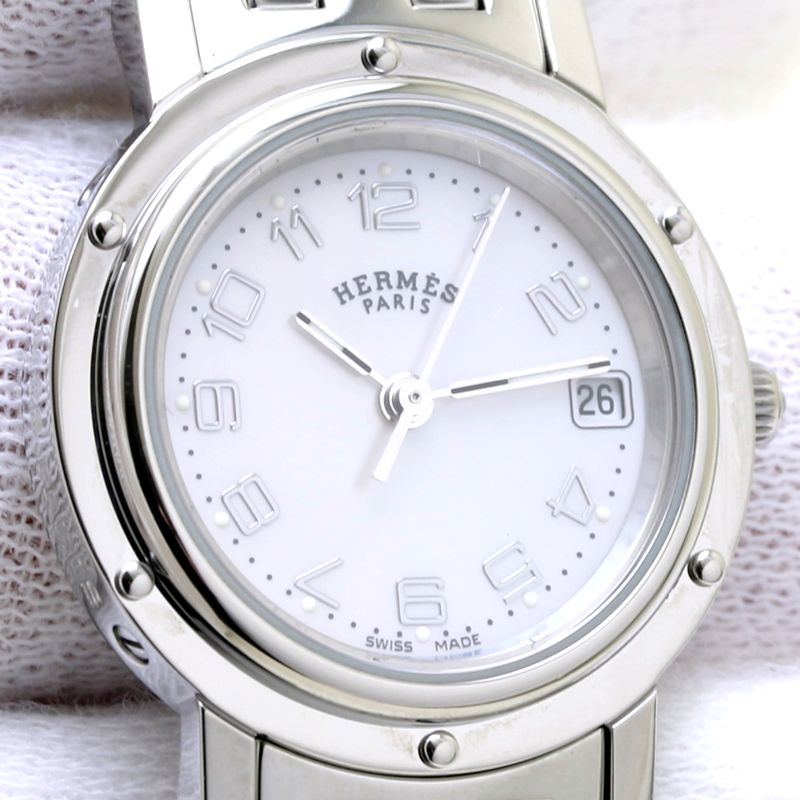 Hermes Clipper Nacre Quartz Watch SS CL4.210.214