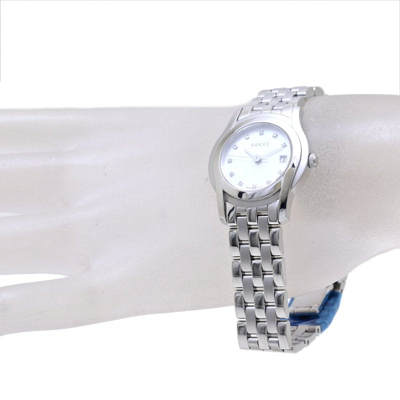 Gucci Stainless Steel Diamond Quartz Watch YA055501