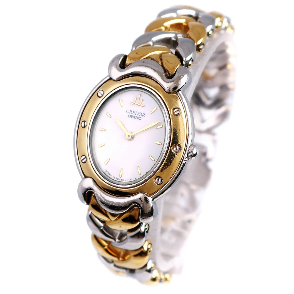 Seiko Credor Women's Wristwatch, Gold & Steel, Quartz, White Dial - Pre-loved, Grade A- 1E70-3A80