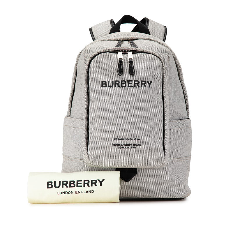 Burberry Canvas Leather Backpack Light Grey Black in Great Condition