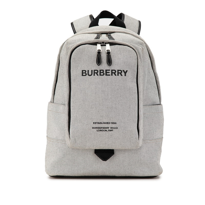 Burberry Canvas Leather Backpack Light Grey Black