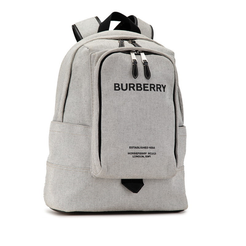 Burberry Canvas Leather Backpack Light Grey Black in Great Condition