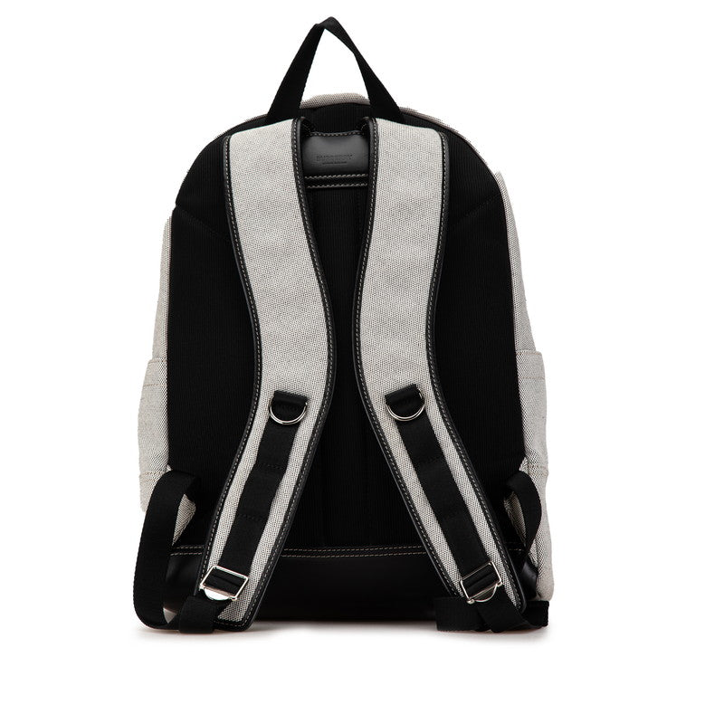 Burberry Canvas Leather Backpack Light Grey Black