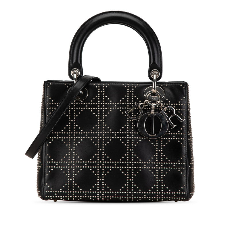 Dior Lady Dior Medium Cannage Studs Leather Handbag