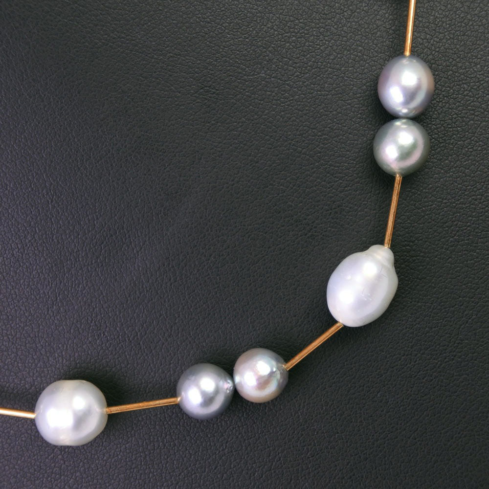 Silver Pearl Necklace 7.5-9.0mm