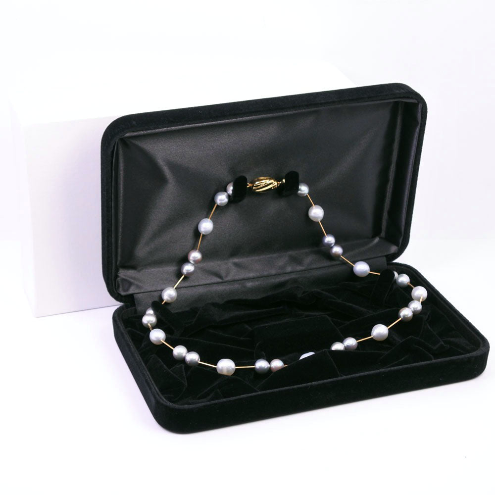 Silver Pearl Necklace 7.5-9.0mm