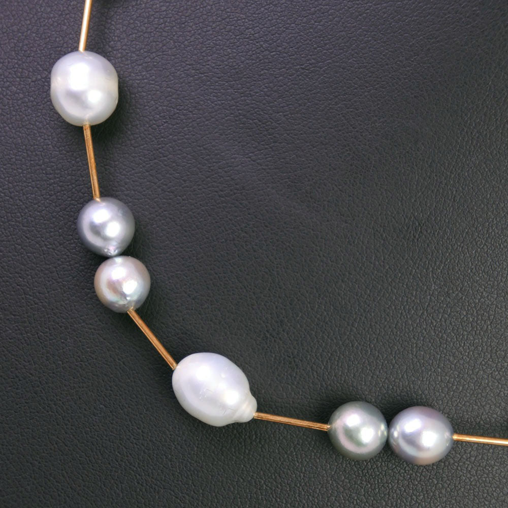 Silver Pearl Necklace 7.5-9.0mm