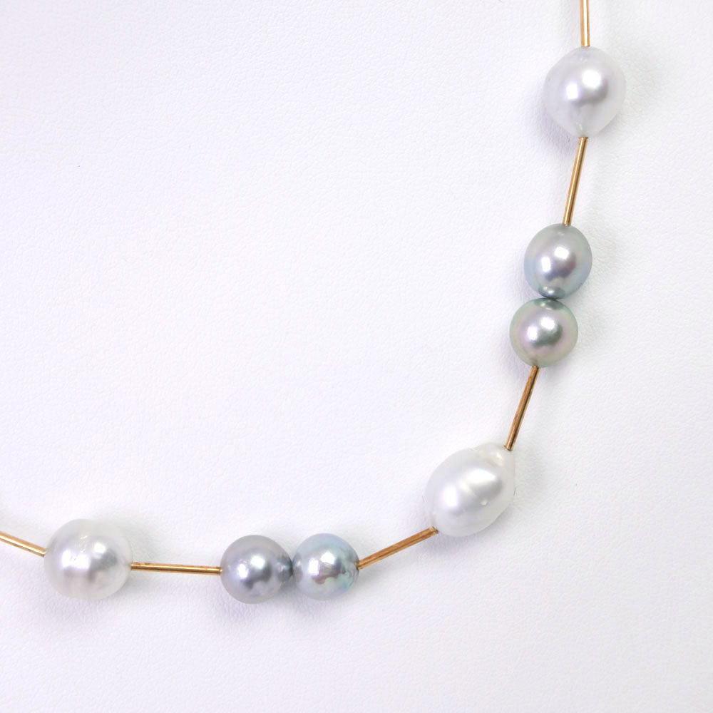 Silver Pearl Necklace 7.5-9.0mm