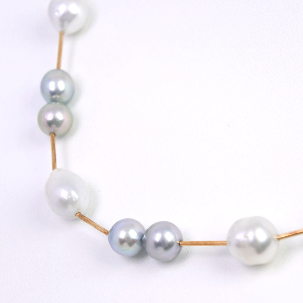 Silver Pearl Necklace 7.5-9.0mm