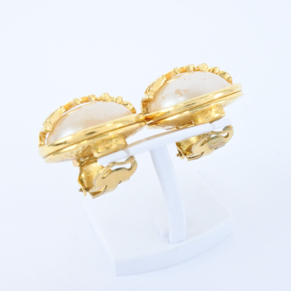 Chanel Gold Plated Faux Pearl Earrings