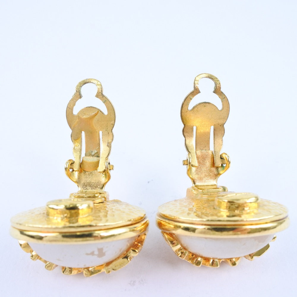 Chanel Gold Plated Faux Pearl Earrings