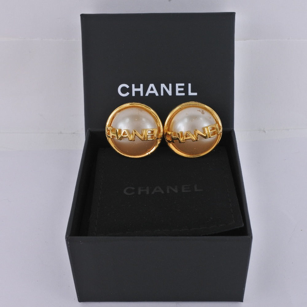 Chanel Gold Plated Faux Pearl Earrings