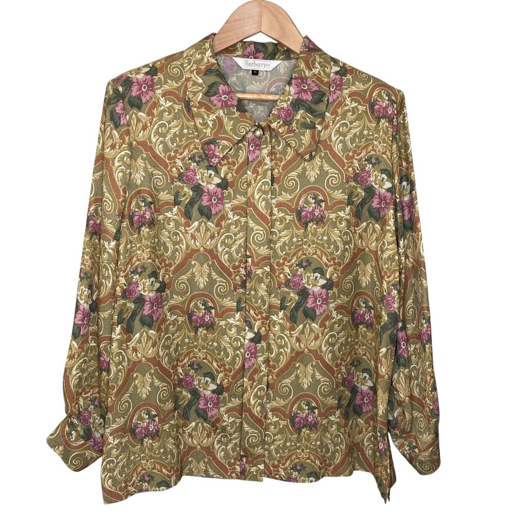 Burberrys Floral Bow Tie Shirt