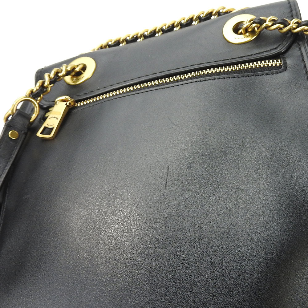 USED COACH Leather Backpack 35568 Black