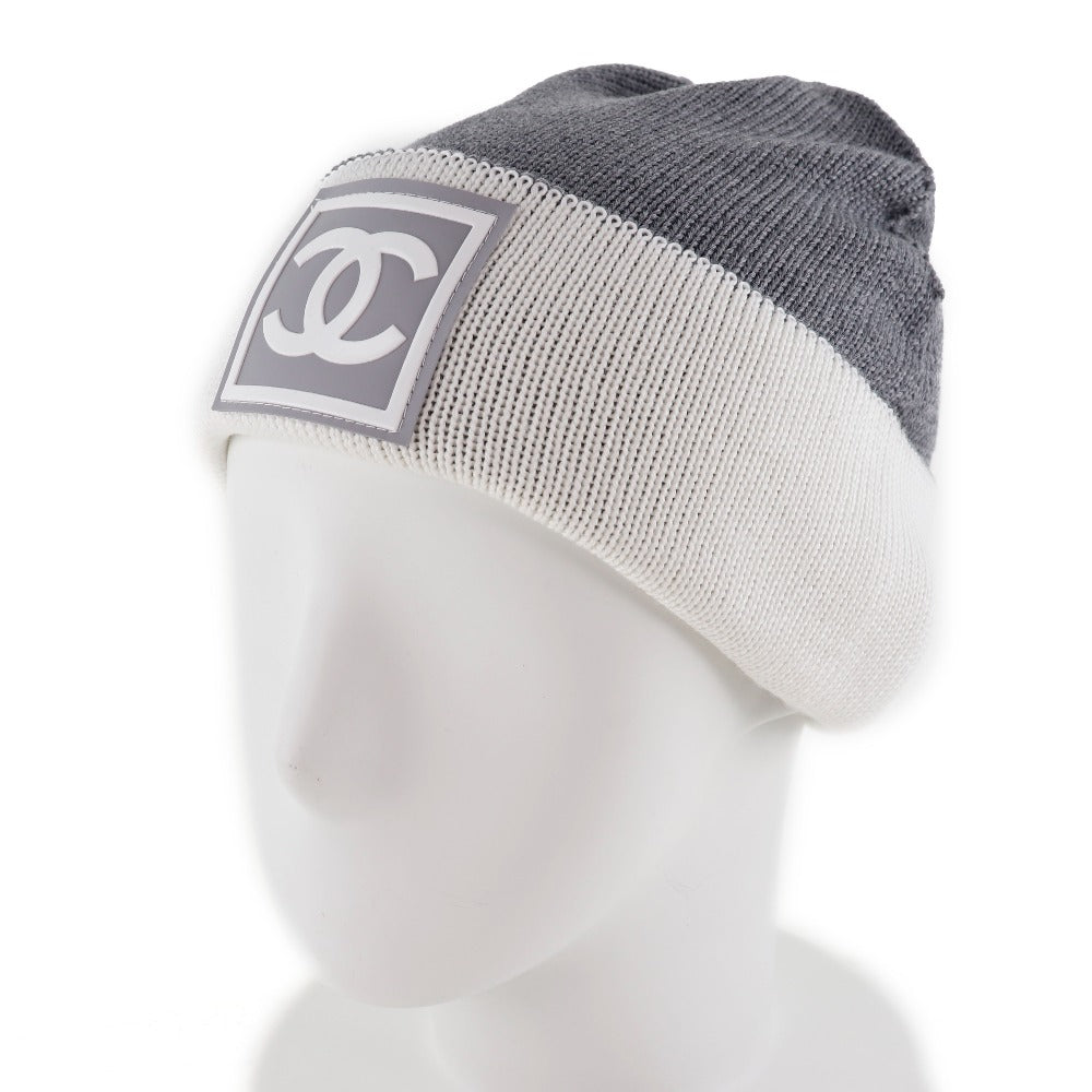 Chanel Coco Mark Knit Cap Wool Silk Cashmere