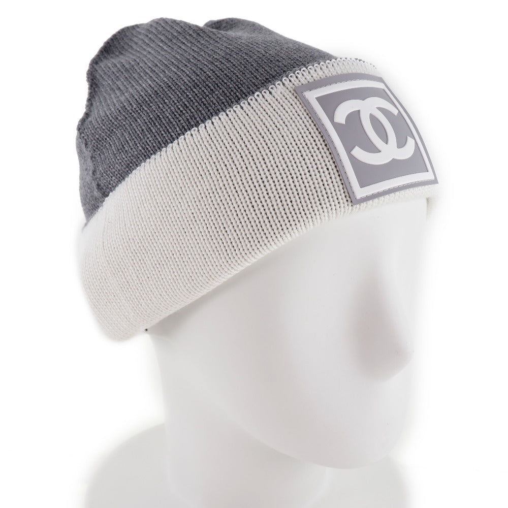 Chanel Coco Mark Knit Cap Wool Silk Cashmere