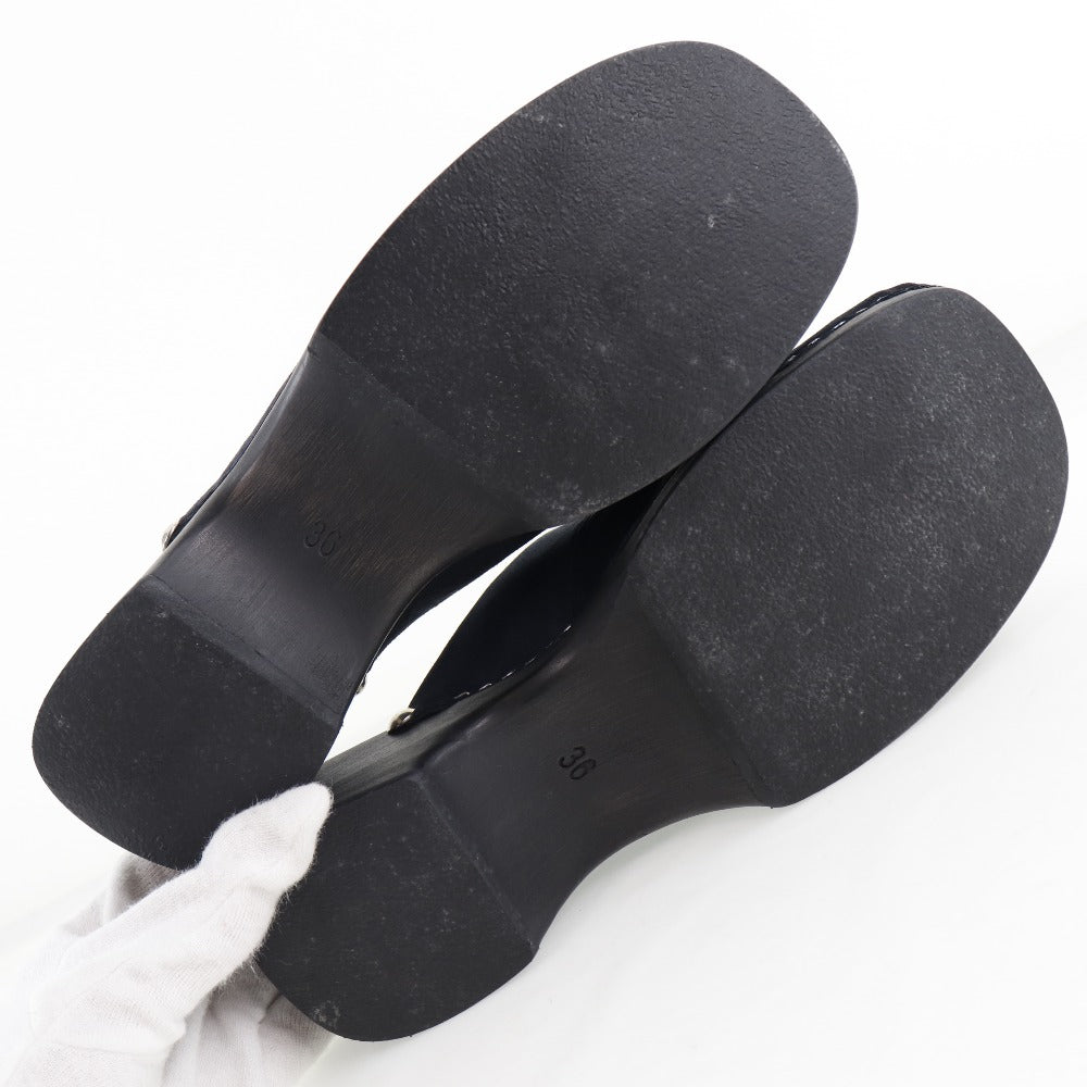 Chanel Suede Clog Sandals Black