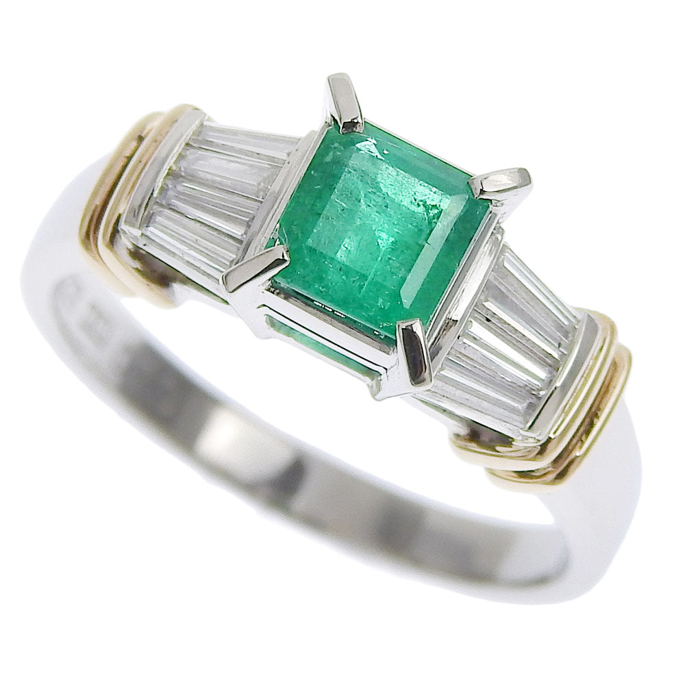 [LuxUness]  Platinum Pt900 with Emerald & Diamond Size 13.5 Ladies Ring Metal Ring in Excellent condition