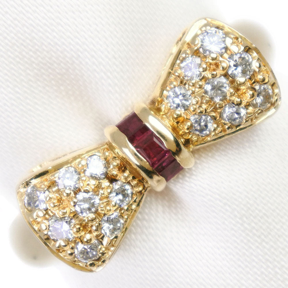 K18 Gold Ruby Diamond Ribbon Ring