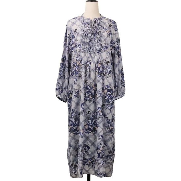 INGEBORG Sheer Check Flower Dress