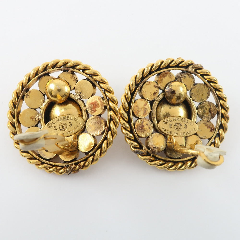 Chanel Gold Plated Rhinestone Earrings