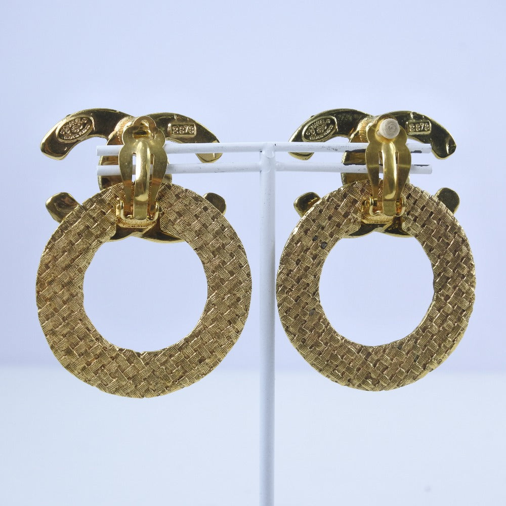 Chanel Coco Mark Gold Plated Earrings