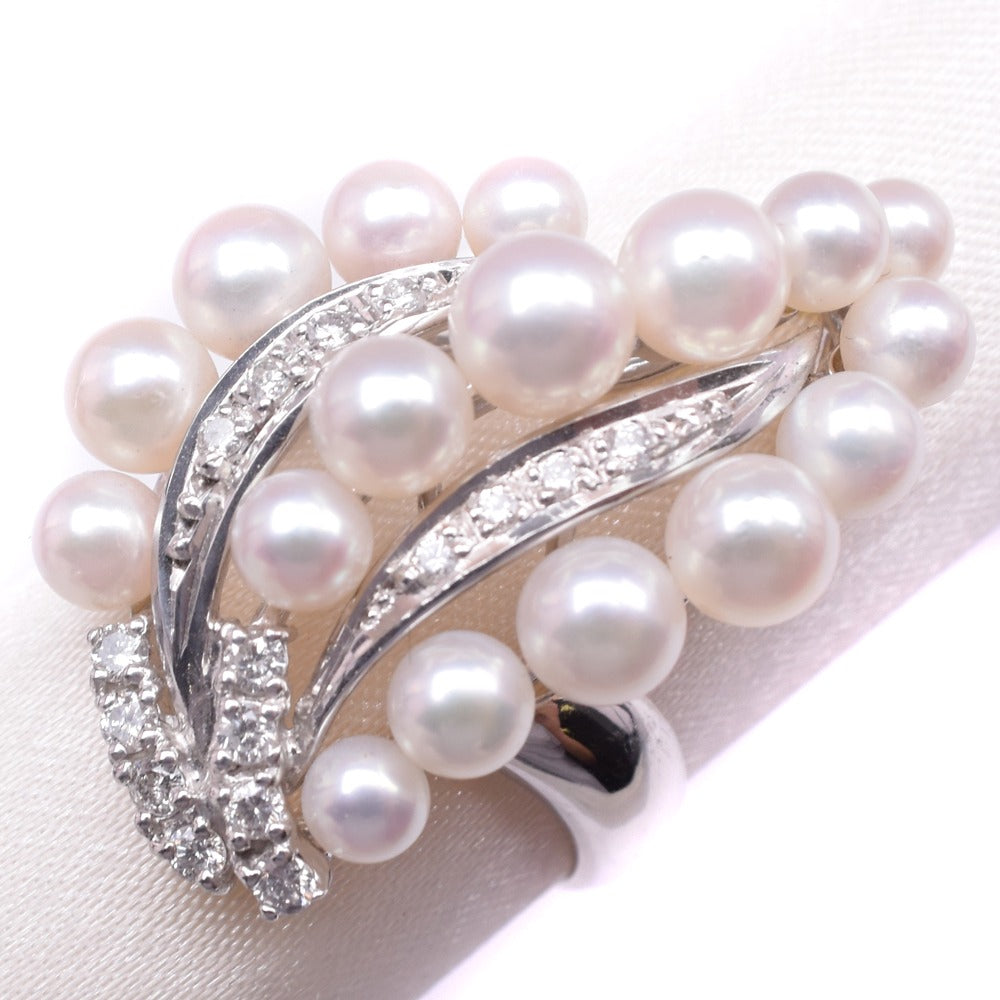 [LuxUness]  Pearl and Diamond Ladies' Ring Size 17, Set in Pt900 Platinum with Pearl (Pre-owned, A- Grade) Metal Ring in Good condition