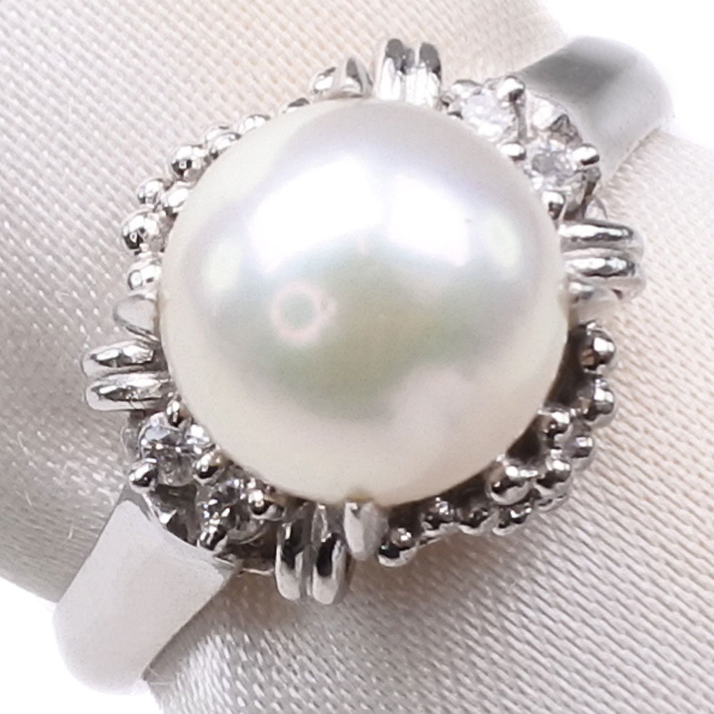 Pearl Ring 8.0mm Pt900 Platinum Diamond