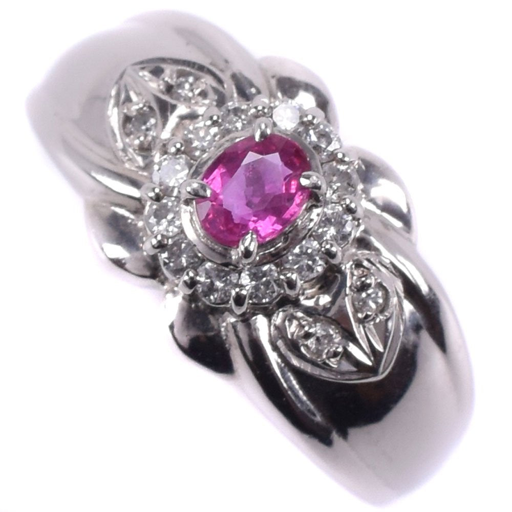 Platinum Pt900, 0.25ct Ruby & 0.14ct Diamond Ring (Size 10.5) for Women - Pre-Owned, SA Grade