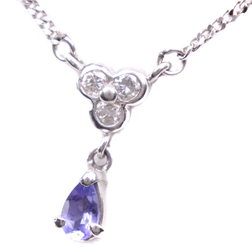 Platinum Pt850, Tanzanite & 0.12ct Diamond Necklace for Women - Pre-Owned, SA Grade