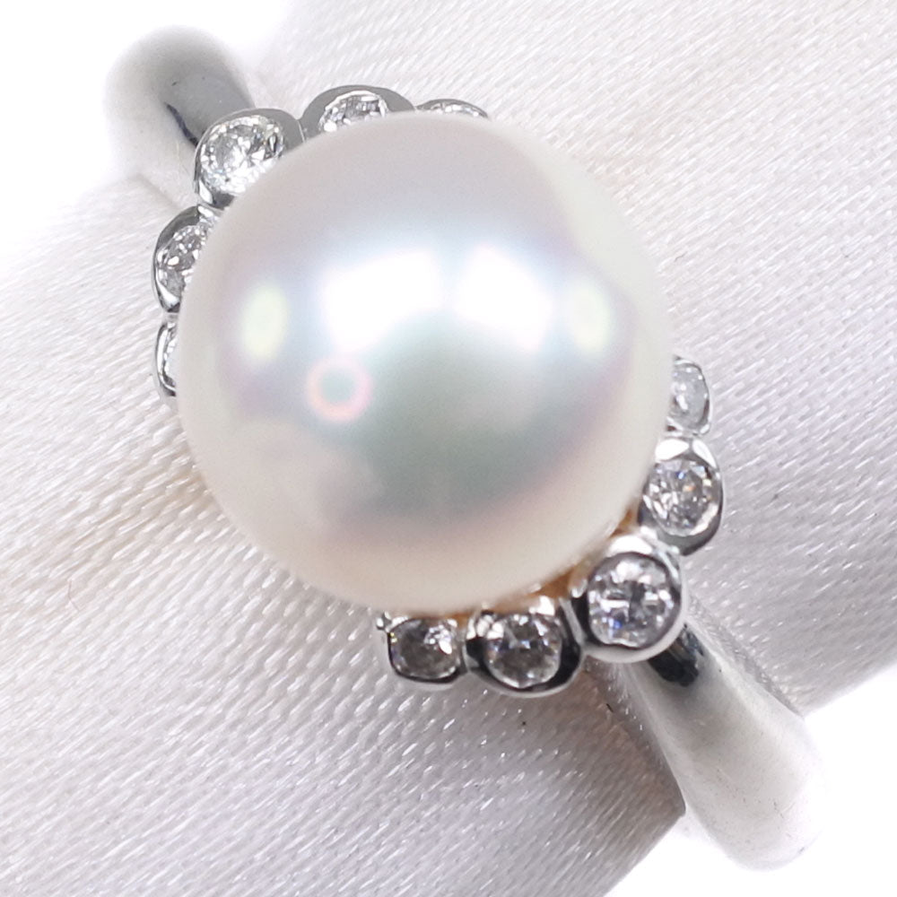 Size 9.5 Pearl Ring with 8.0mm Diamond and Pt900 Platinum for Ladies | Second Hand | SA Grade