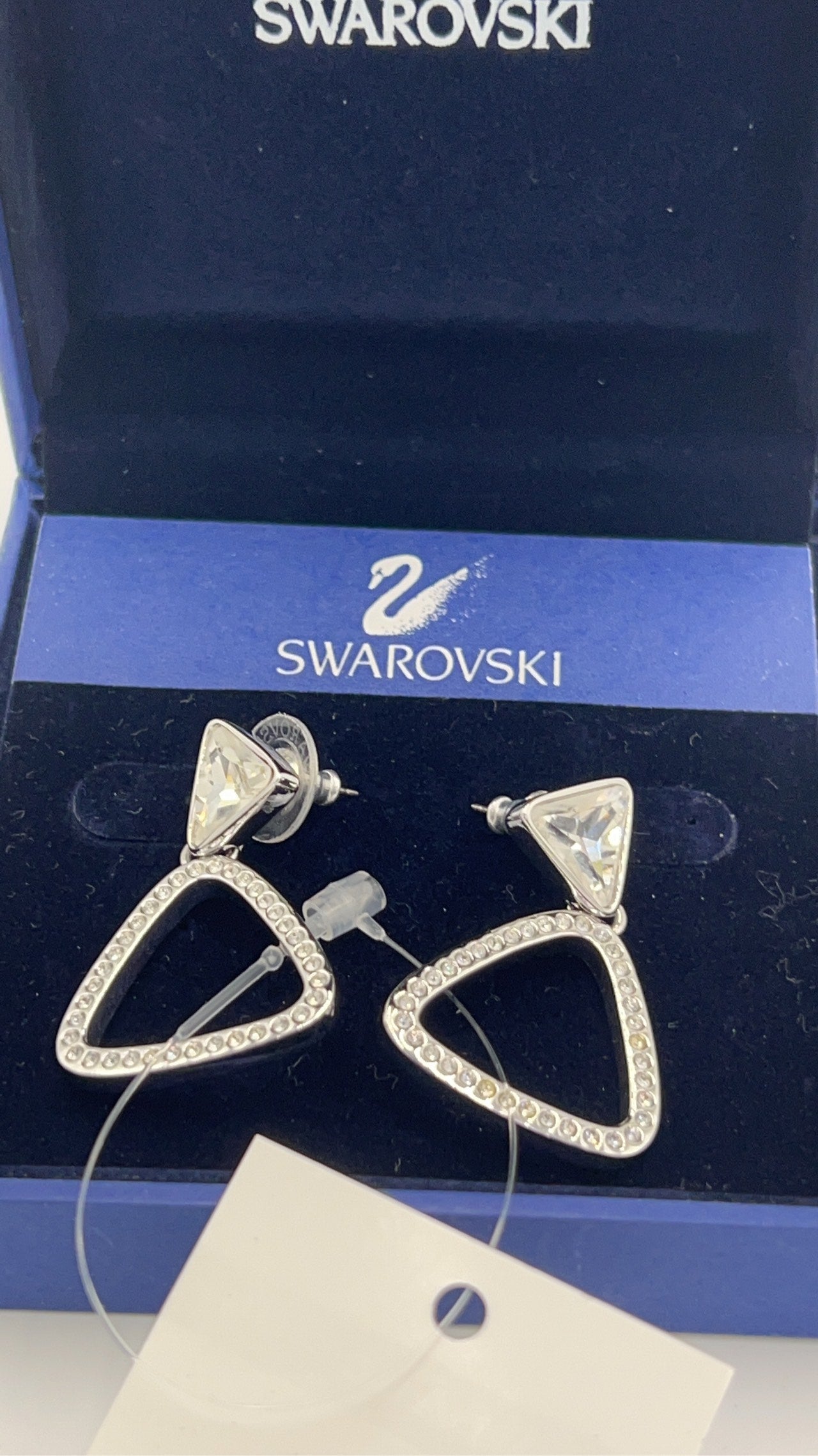 LuxUness  Swarovski Gold Triangular Metal Stud Earrings (Grade A, with Box) Gold-plated metal in Great Condition