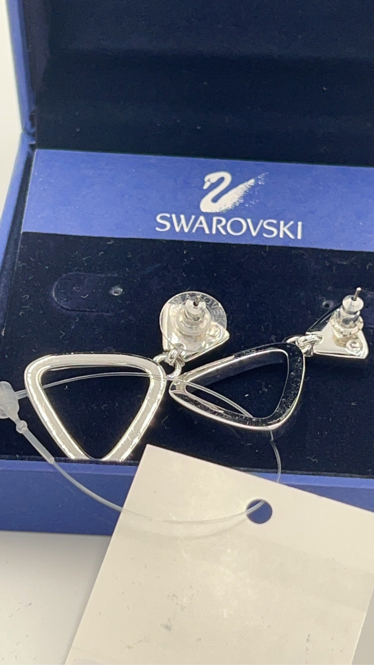 LuxUness  Swarovski Gold Triangular Metal Stud Earrings (Grade A, with Box) Gold-plated metal in Great Condition